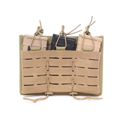 Open Top Laser Cut Triple Magazine Pouch - Khaki [LF]