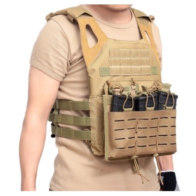 Open Top Laser Cut Triple Magazine Pouch - Khaki [LF]