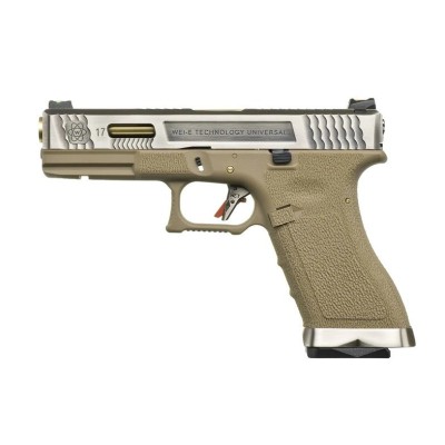 GBB Glock 17 T4 Custom - TAN/Silver [WE]