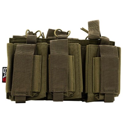 5.56/9mm Open Top Triple Magazine Combo Pouch - OD [Swiss Arms]
