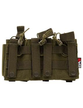 5.56/9mm Open Top Triple Magazine Combo Pouch - OD [Swiss Arms]