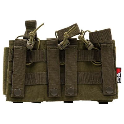 5.56/9mm Open Top Triple Magazine Combo Pouch - OD [Swiss Arms]