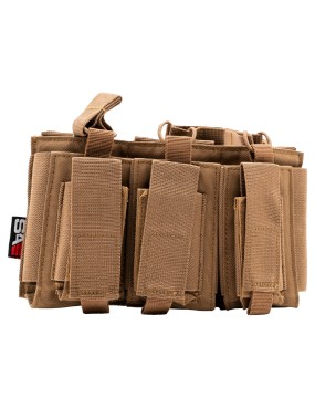 5.56/9mm Open Top Triple Magazine Combo Pouch - Coyote [Swiss Arms]