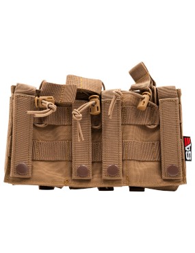 5.56/9mm Open Top Triple Magazine Combo Pouch - Coyote [Swiss Arms]
