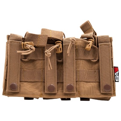 5.56/9mm Open Top Triple Magazine Combo Pouch - Coyote [Swiss Arms]