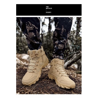 Botas Tacticas Suede Leather Mid Zipper - TAN [LF]