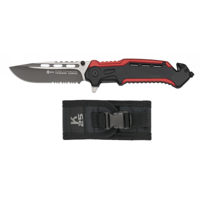 Faca Tactica 8.70cm - Preta/Vermelha 18764 [K25]