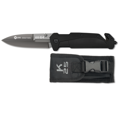 Faca Tactica AH-64 Rubbered Handle 9cm - Preta 18871 [K25]