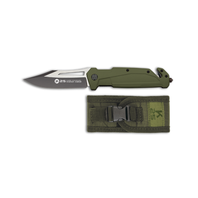 Rubbered Handle 9.30cm Tactical Knife - Green 18998 [K25]
