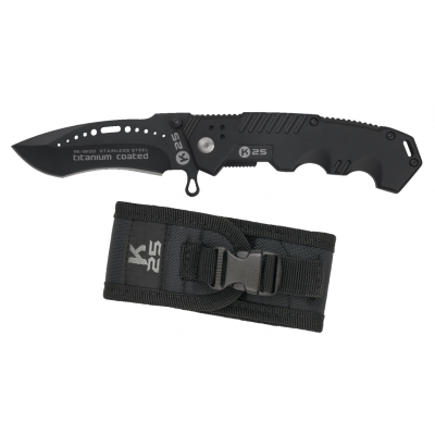 Faca Tactica 8.5cm Titanium Coated - Preta 19132 [K25]