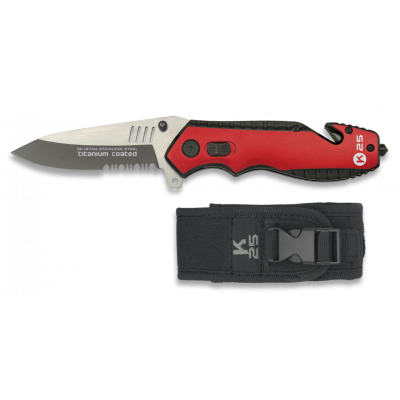 Faca Tactica 8.40cm Aluminium Handle - Vermelha 19704 [K25]