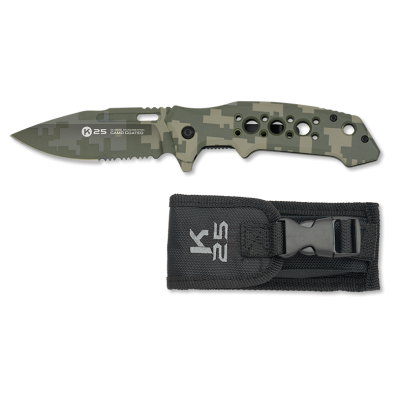 Faca Tactica Camo Coated 8.5cm - Green Camo 25012 [K25]