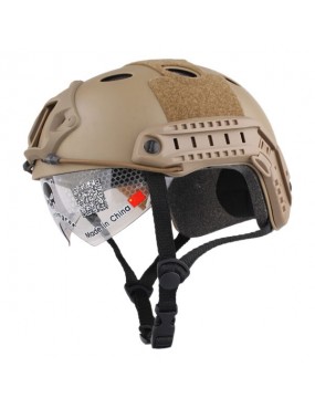 Capacete Fast Helmet PJ type c/ Goggles - TAN [Emerson]