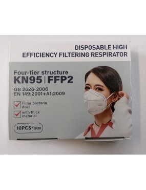 Máscara Protecção Descartável KN95/FFP2 - Caixa 10 Unidades