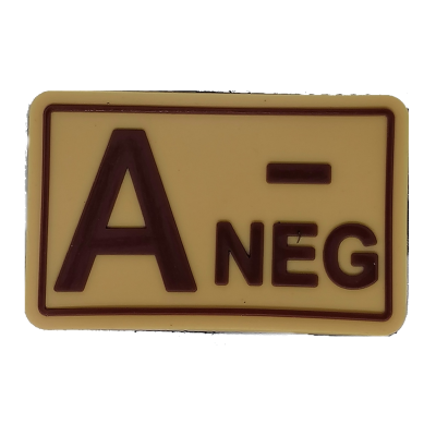 Patch 3D PVC Blood Type A- Negative - TAN