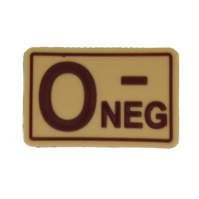 Patch 3D PVC Blood Type O- Negative - TAN