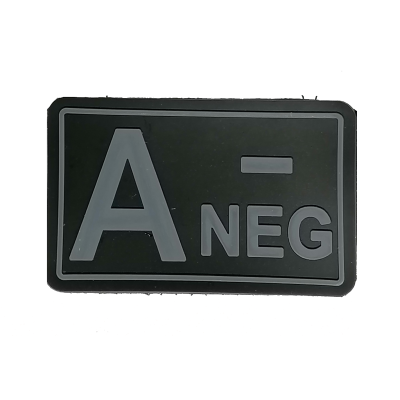 Patch 3D PVC Blood Type A- Negative - Preto