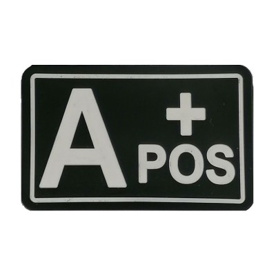 Patch 3D PVC Blood Type A+ Positive - Preto / Branco