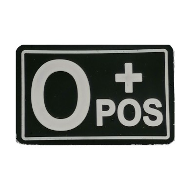 Patch 3D PVC Blood Type O+ Positive - Preto / Branco